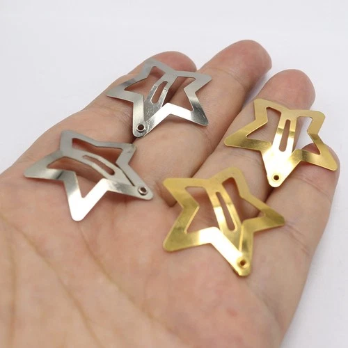 Star Snap Hair Clips Sliver Gold Hair Barrette Y2K Metal Non Slip for Women Girl
