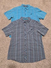 Arc'teryx Men's Short Sleeve Button-Up Shirt Size Large Lot of 2 Blue Grey