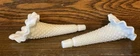 2 Vintage Fenton Hobnail Milk Glass Ruffled Epergne Horns For Flower Bowl