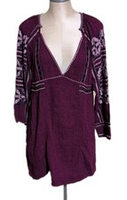 Free People All My Life Textured Cotton Embroidered Mini Dress Small