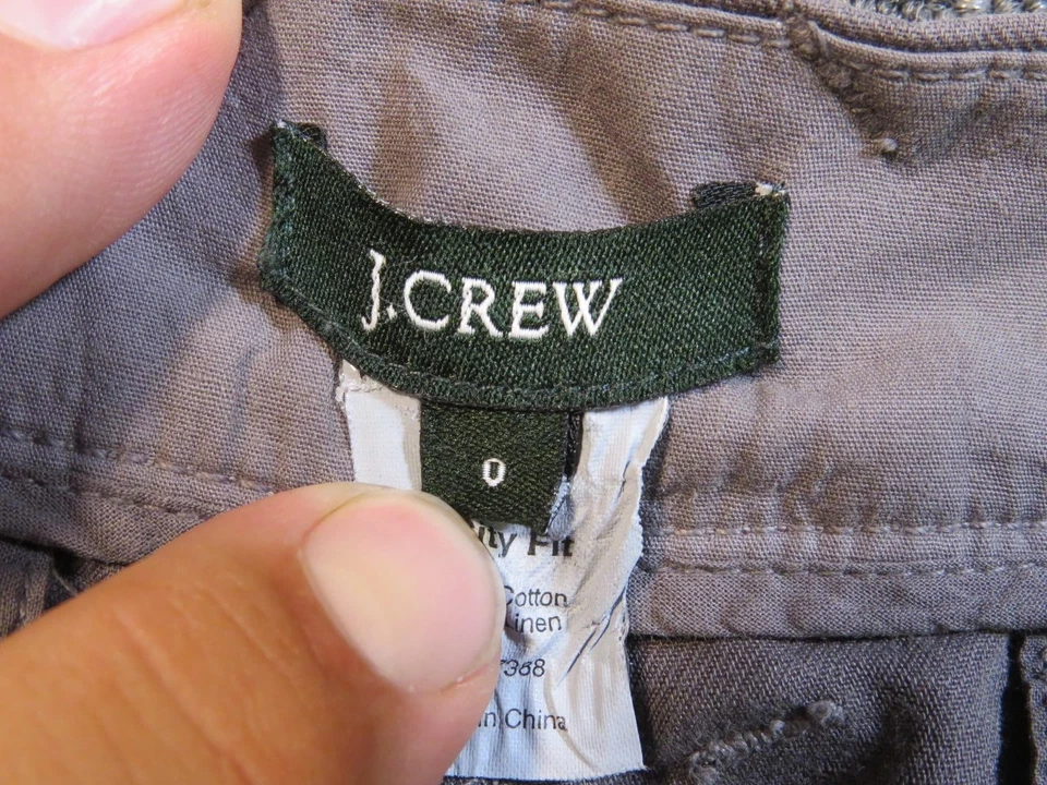 Pantalones J Crew Para Mujer 0 Gris City Fit Belmarin Algodón Lino Pierna Recta Informales Foto 4 de 4