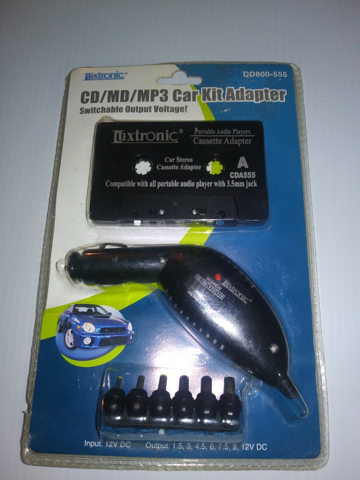 Luxtronic CD MD MP3 Car Kit Adapter Input 12v DC Output 1.5 3 4.5 6 7.5 9 12v Dc