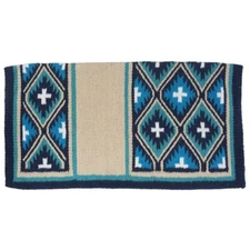 Tough 1 New Zealand Wool 34x36" Sequoyah Navy Blue/Taupe/Teal Saddle Blanket
