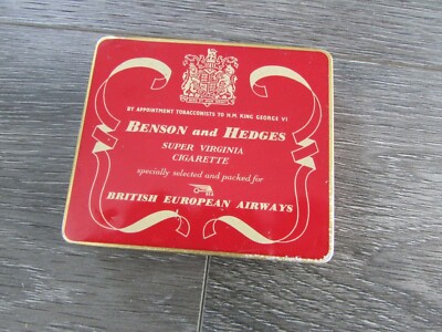 benson and hedges super virginia cigarette tin BEA British European Airways Benson & Hedges Super Virginia Cigarette Tin  Case