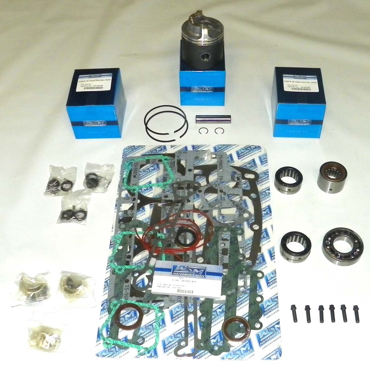 New Outboard Powerhead Rebuild Kit - Chrysler/Force 75 HP 3-CYL (1996-1998)