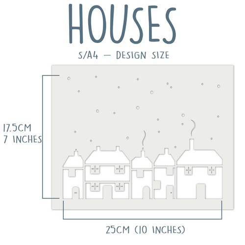 Christmas Houses Snow Scene Stencil - Xmas Window Snow Spray Stencils - 11030 - Picture 5 of 6