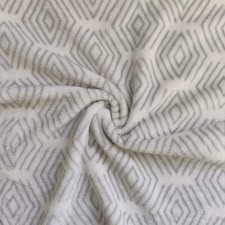 Double Sided Supersoft Cuddle Fleece Fabric Material SILVER GEOMETRIC