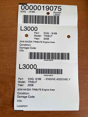 2008 MAZDA TRIBUTE Engine Assembly 3.0L VIN 1 8TH DIGIT | eBay