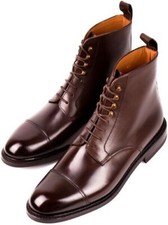 Stivali uomo marroni stringati puntale eleganti nuovi originali personalizzati moda.