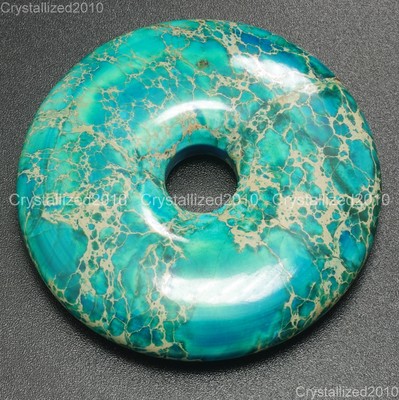 50mm Natural Gemstone Jasper Sea Sediment Bronzite Round Donut Pendant Beads