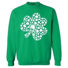 Irish Shamrock Green Clover Cloud Crewneck St. Patrick's Day Sweatshirt