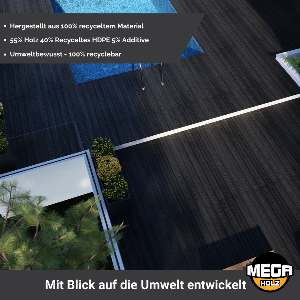 WPC Terrassendielen Hohlkammer Schiefergrau Premium Holzstruktur 2,2 - 22 m²,Set - Bild 4 von 4