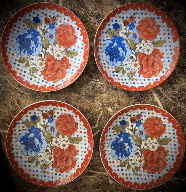 Pioneer Woman Red Lace Decorative Plates Set Of 4 eBay