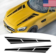 2pcs 31.5x4.5 Black Racing Sport Stripe Car Hood Body Vinyl Decal Sticker