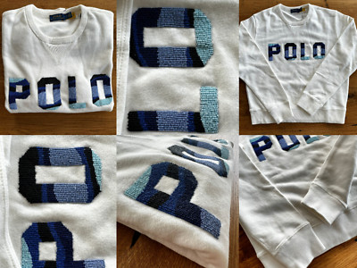 POLO RALPH LAUREN Embellished Logo Sweatshirt Sweater Pullover Pulli Jumper M