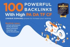 100 Unique High Authority SEO Backlinks all from unique domains 