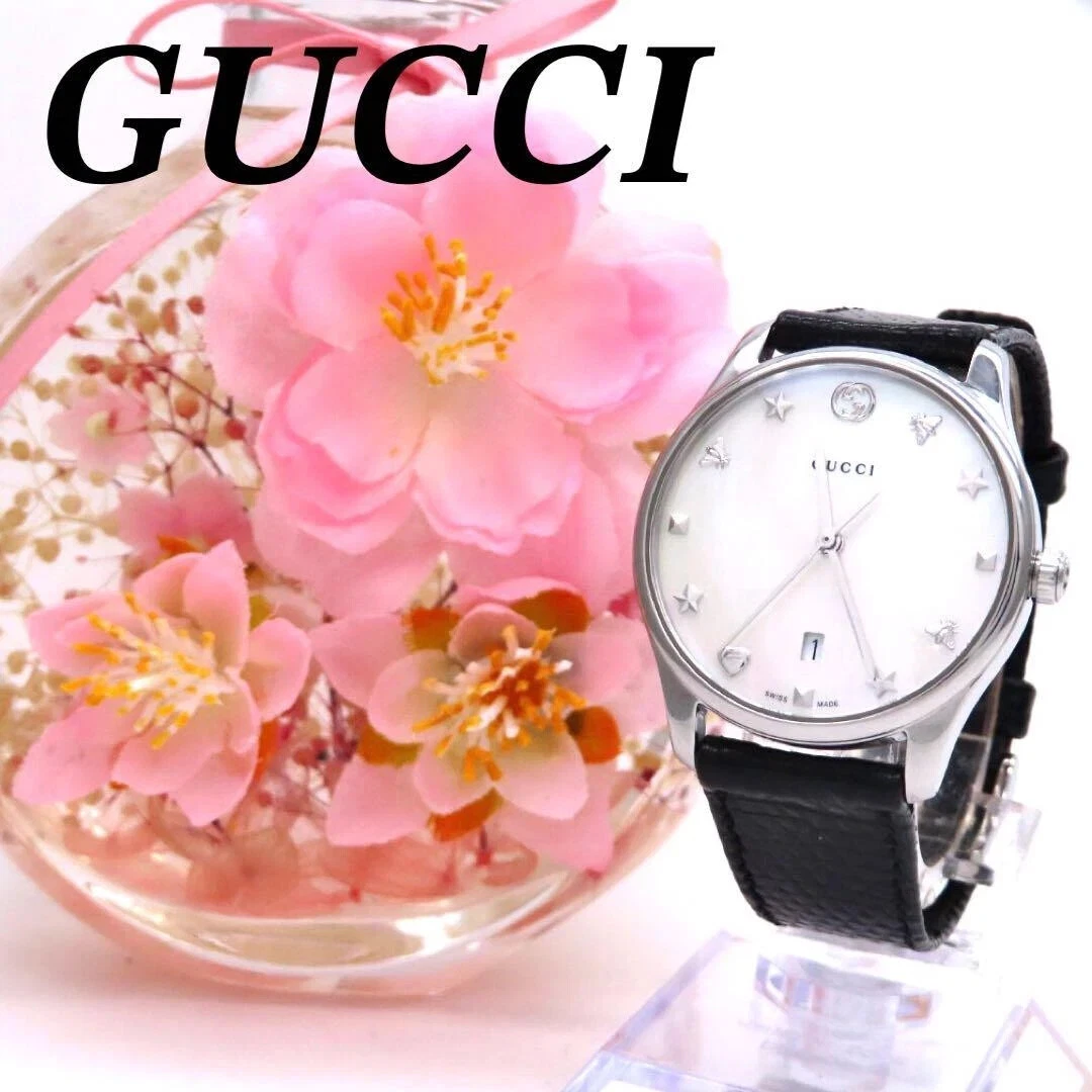 Montre Gucci G Timeless coque blanche authentique montre de luxe nettoyée et testée