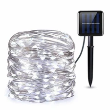 Outdoor Solar Powered 33Ft 10m 100 LED Copper Wire Waterproof Light String Xmas