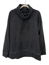 Christopher and Banks Metallic Cowl Neck Pullover Sweater Size XL Black Cozy NEW