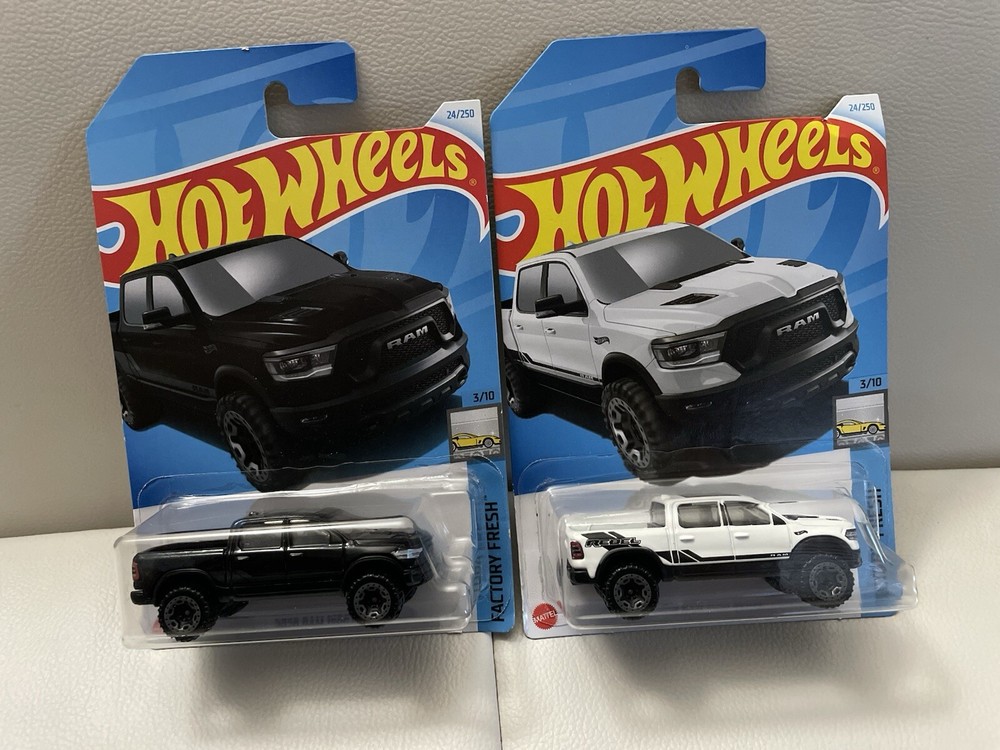 Hot Wheels  2020 RAM 1500 Rebel Black and White Lot of 2