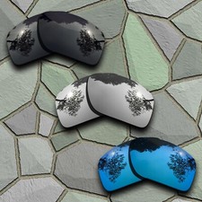 Blue Chrome Black Polarized Lenses Replacement For-Oakley Double Edge OO9380