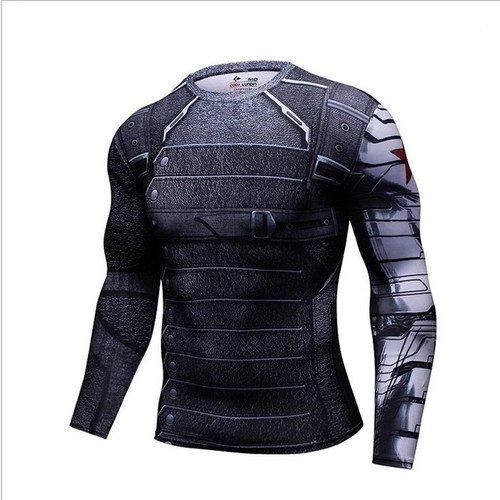 Winter Soldier 3D Print T-shirt Long Sleeve Undershirt Tee Shirt Cosplay Costume - Picture 3 of 7