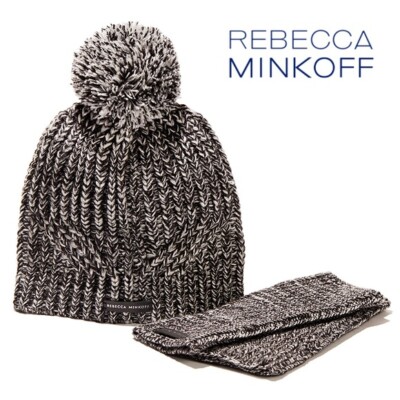 $70 NEW w TAGS Rebecca Minkoff 2 PC SET Marled Beanie  display picture 3
