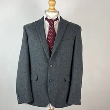 Paul Costelloe Tweed Blazer Jacket Men's 40R Blue Grey Herringbone Country