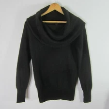 H&M Womens Small Black 40% Angora LS Cowlneck Pullover Sweater S Cowl Neck