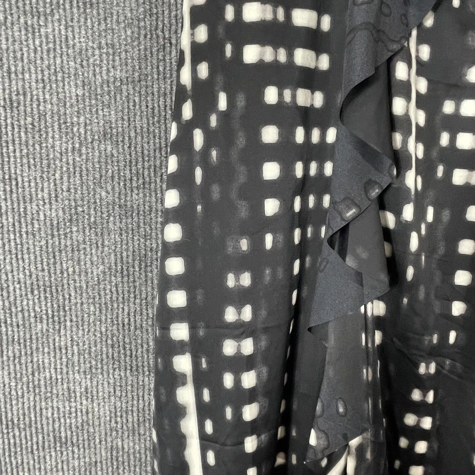 Banana Republic Dress Womens 8 Black Lined Ruffle AOP Sleeveless Zip Up Flow - Image 4 of 4