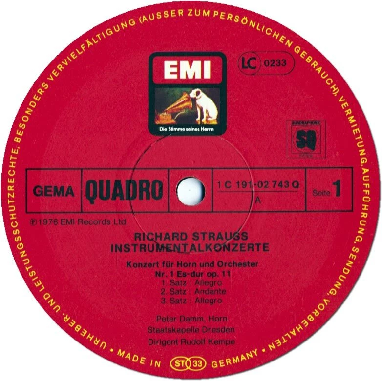 4LP Box STRAUSS Concertos KEMPE DAMM HOELSCHER FRAGER WEISE EMI C191-2743 Quadro - Image 3 of 3