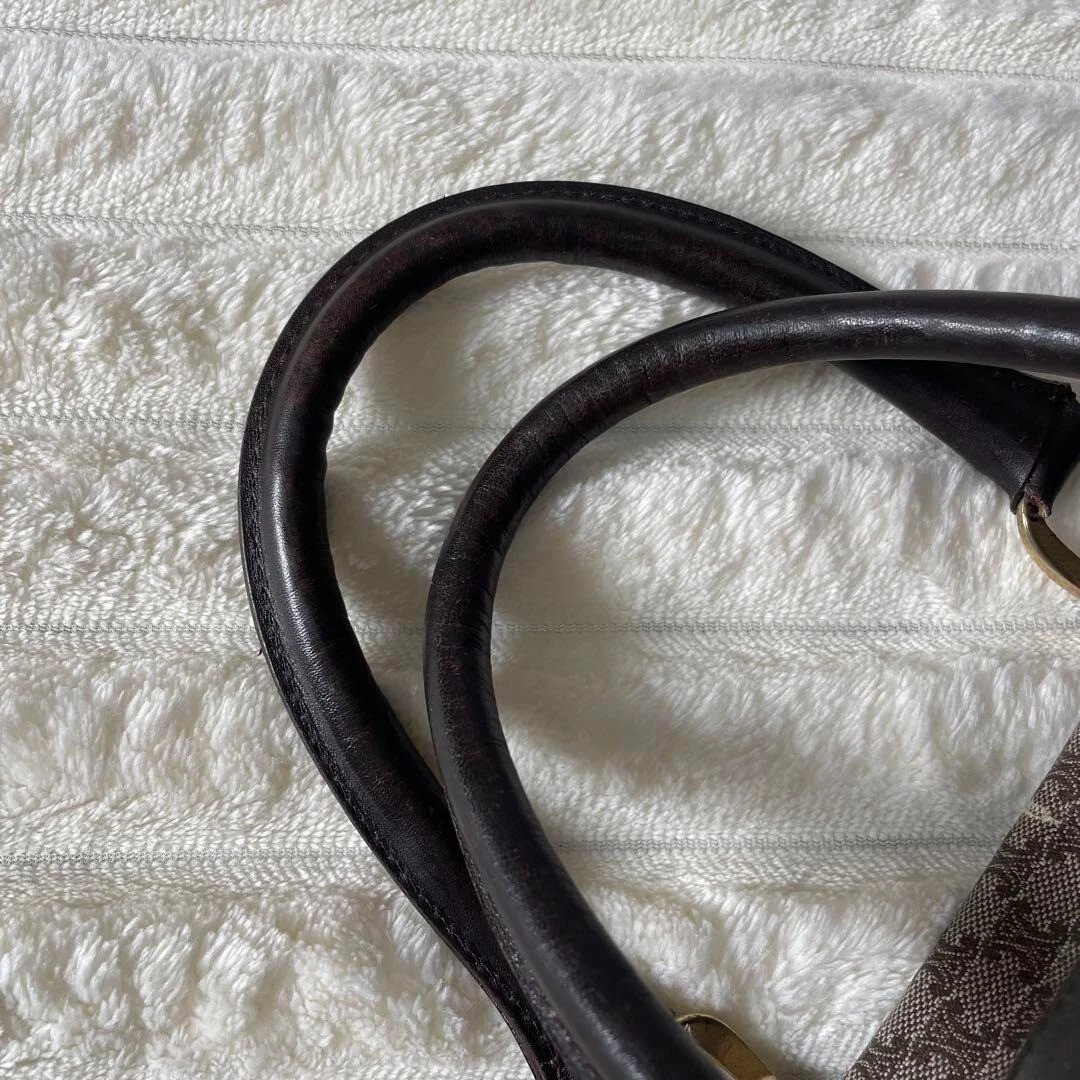 Borsa Celine Boston borsa a mano logo macadam PVC pelle marrone USATA originale #S1982