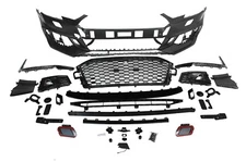 For AUDI 17-19 A4 B9 , RS4 Style Front Bumper with Black Front Grille w/o PDC