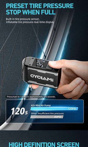 CYCLAMI A2S 120 PSI Mini Pompa Elettrica per Bici - Foto 7 di 14