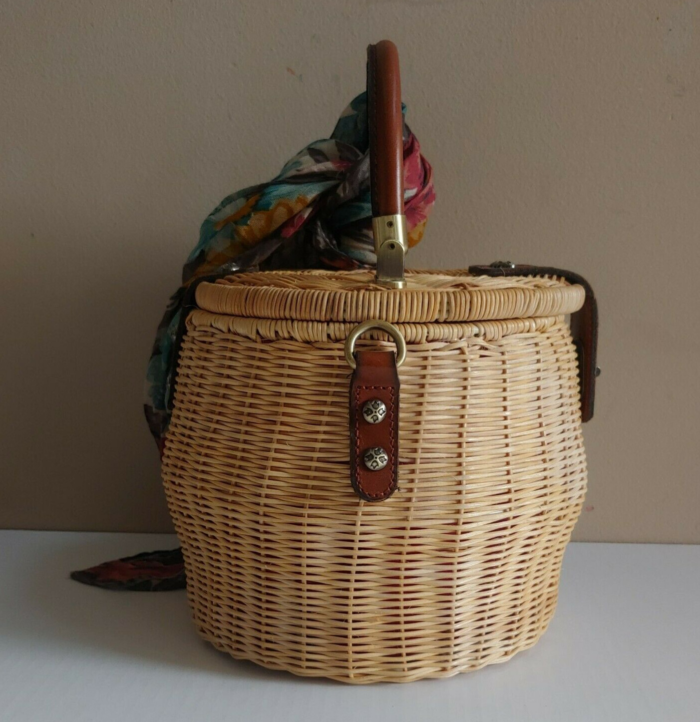 Patricia Nash Rattan Wicker Antiniana Round Crossbody… Gem