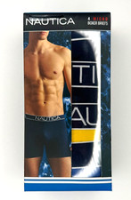 Nautica Men 4 Micro Boxer Briefs Size XL 3 Solids 1 Print Polyester/Cotton Blend
