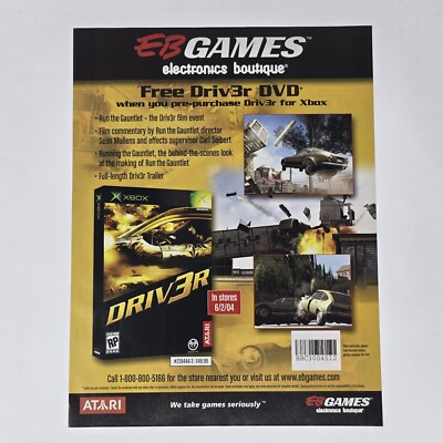 Driver 3 EB Games Electronics Boutique Xbox Print Ad/Poster Official Promo Art