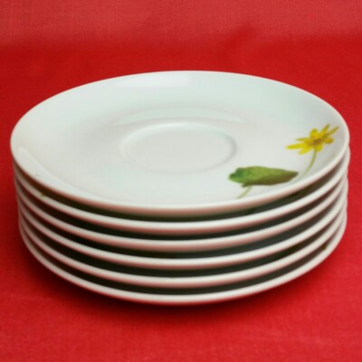 6x Arzberg Form 1382 Sommerwiese Cafe au Lait-Untertassen 15 cm Porzellan