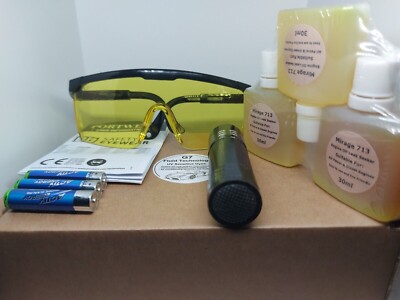 Auto Motoröl Lecksuchset - 3 x 30ml UV-Farbstoff mit Taschenlampe & UV-Brille