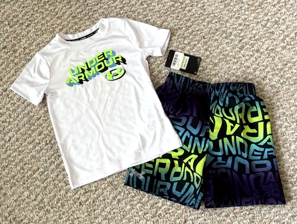 Under Armour Youth NEW 2-Piece Swim Volley Set Shirt & Matching Shorts Size 4 - Image 2 of 4