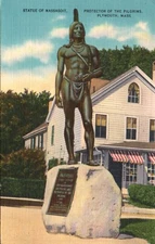 Postcard MA Plymouth Massachusetts Massasoit Statue Posted 1951 Vintage PC L8078