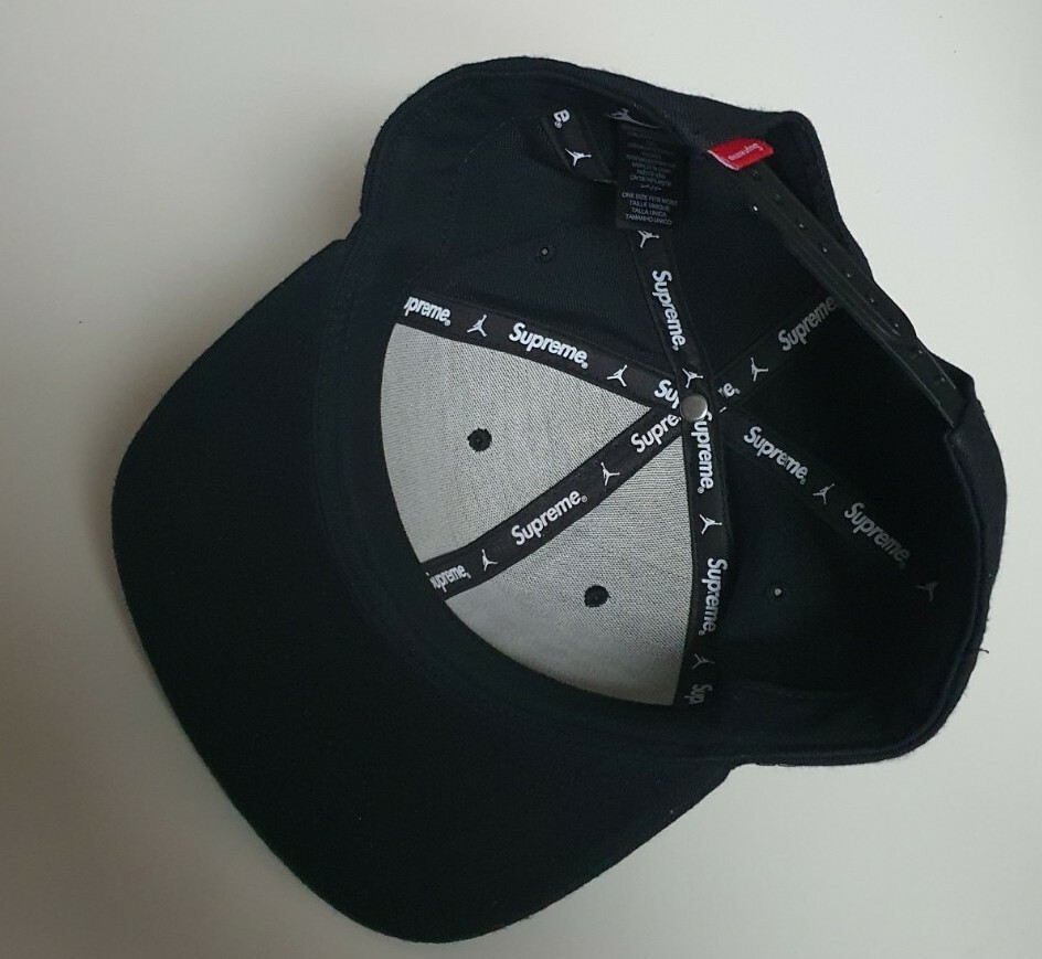 FW15 Supreme x Jordan black 6-Panel cap Jumpman hat Worn 1x FW15 Supreme x Jordan black 6-Panel cap Jumpman hat Worn 1x