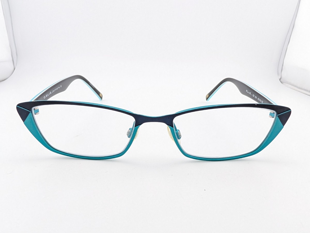 Kliik Eyeglasses, Frames Only, 538 624, 49-16-135, Metal, Turquoise/Black