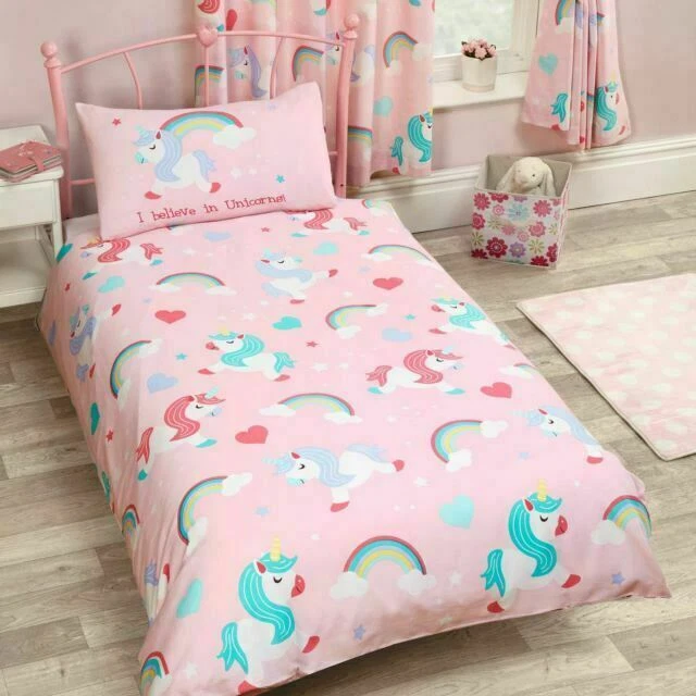 Price Right Home I Believe In Unicorns Junior Duvet Cover and Pillowcase Set - Pink