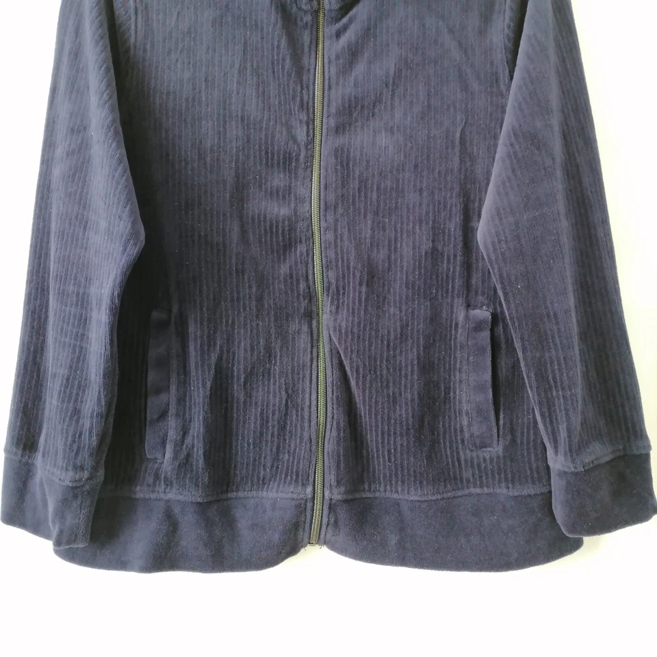 Chaqueta Onque Informal Para Mujer Azul Cuello Simulado Gruesa Pana Cremallera Completa Talla Grande Foto 4 de 4