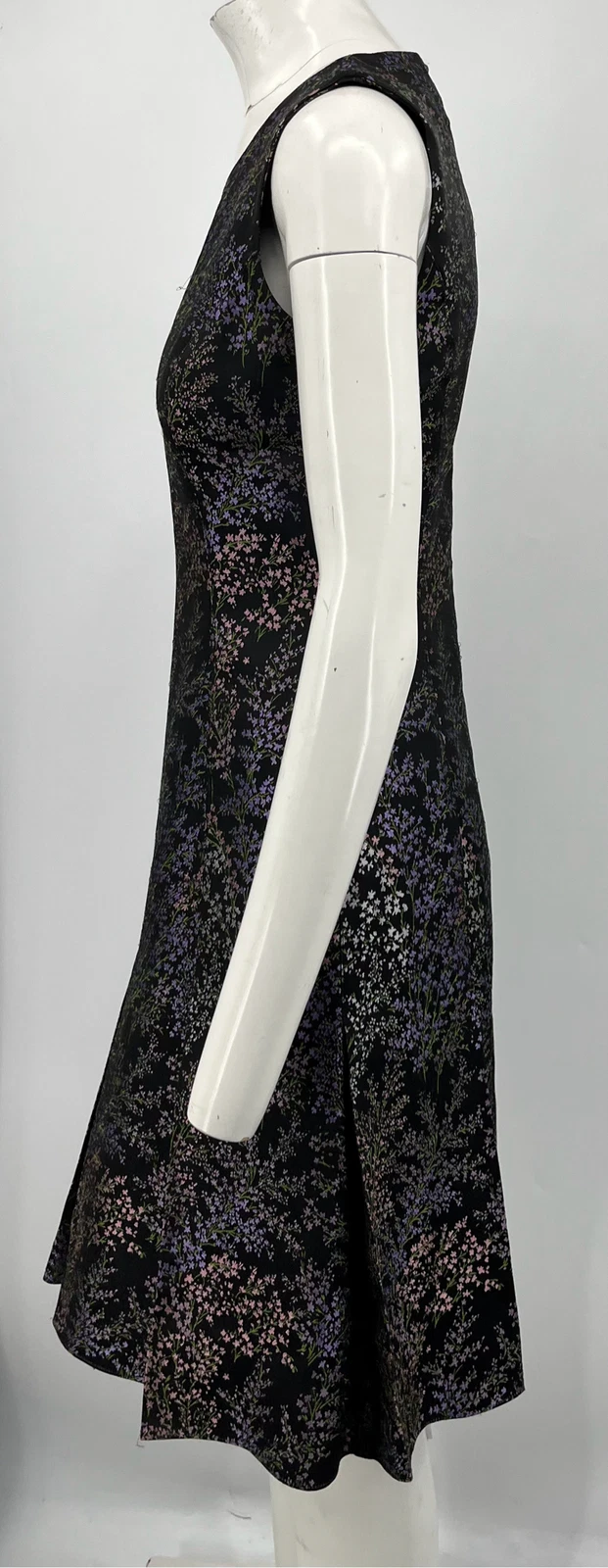 Abito Michael Kors nero stampa floreale orlo plissettato linea A tg 4