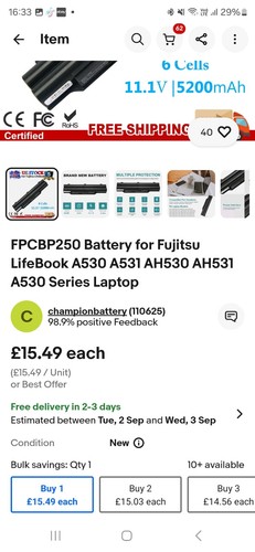 Fujitsu Lifebook A530, i3 ,15.6", Wind 10, 500Gb HDD,6Gb RAM ,DEAD BATTERY(200) - Picture 16 of 24
