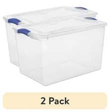 (2 Pack)  Large Storage Bin, 66 Quart Clear Plastic Storage Container with Latch