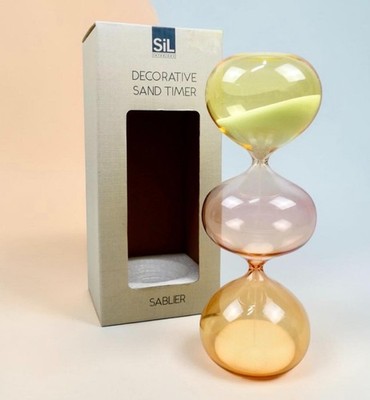 SiL Interiors Deko dreifarbig Sand Timer Glas gelb/orange/rosa 22 cm