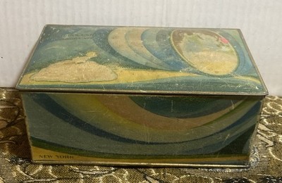 VTG Art Deco Lillian Clare Chocolates Tin Box New York 1LB 6.25  X 4  X 2.5 